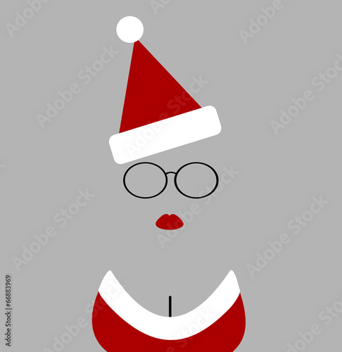 woman wearing santa hat and glasses