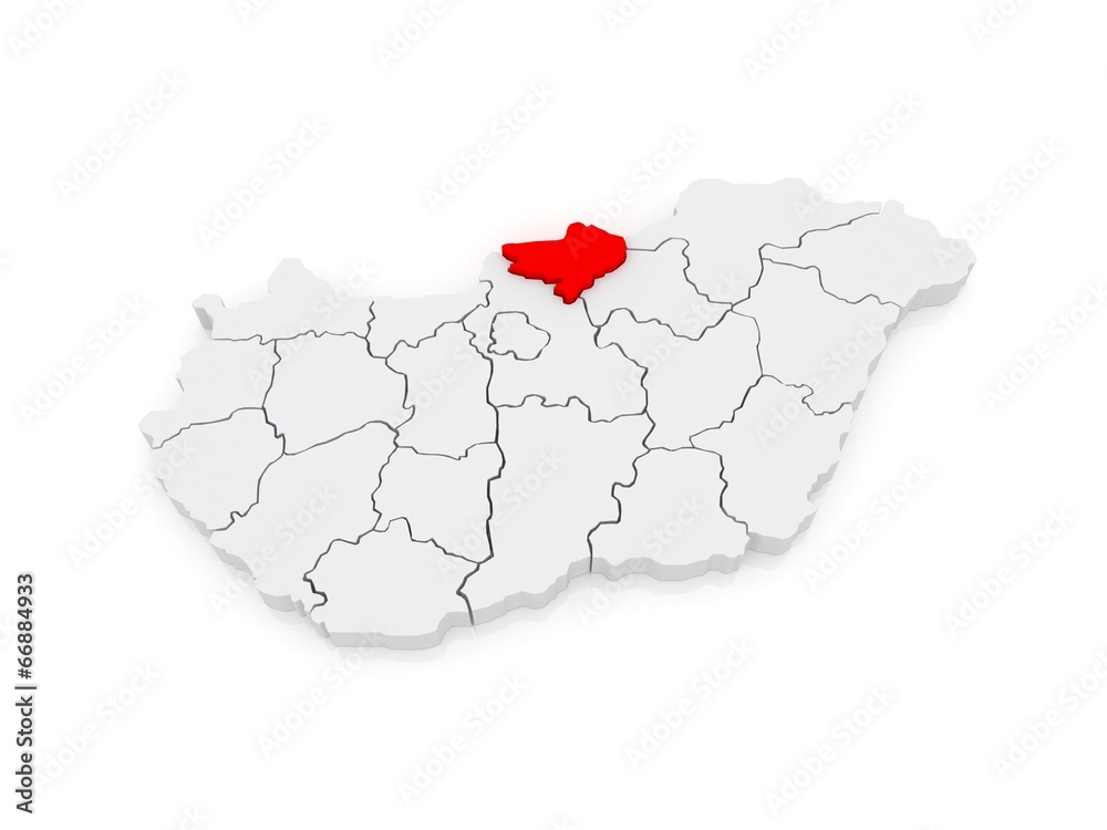 Map of Nograd. Hungary.