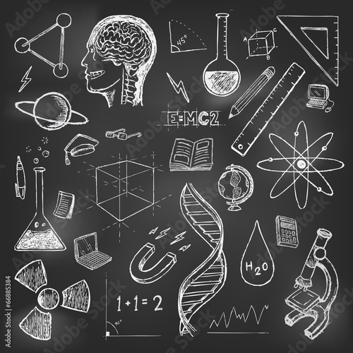 Sciences doodles icons vector set school return