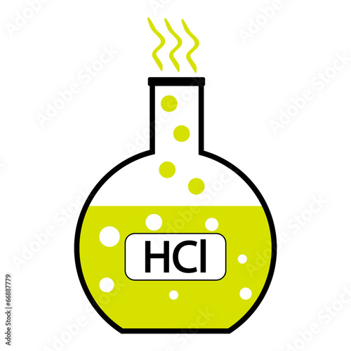 Laboratory glass with hydrochloric acid