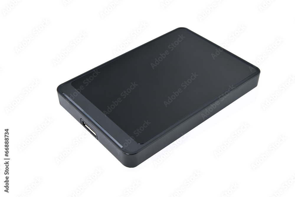 Top view of external hard disk isolated on white Top view of external hard disk isolated on white