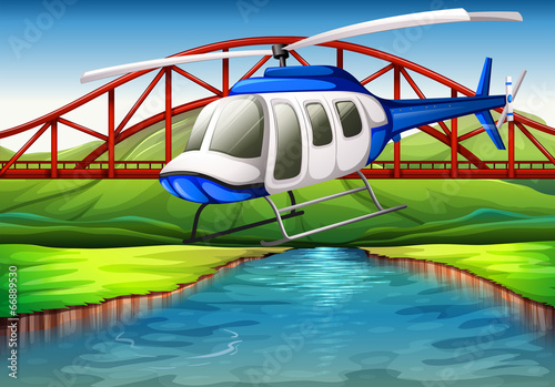 A helicopter near the bridge