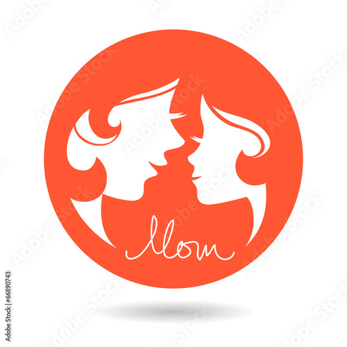 Mother and baby silhouettes. Card of Happy Mother's Day