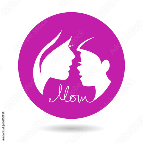 Mother and baby silhouettes. Card of Happy Mother's Day