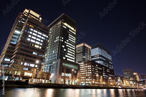 Night view of Office building in Tokyo business area