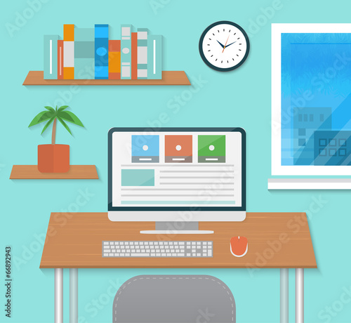 Modern office interior with designer desktop