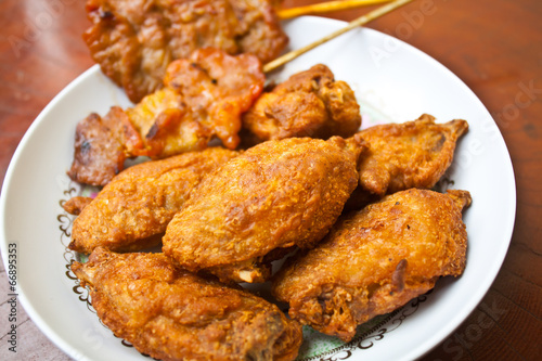 Fried Chicken with Grilled Pork