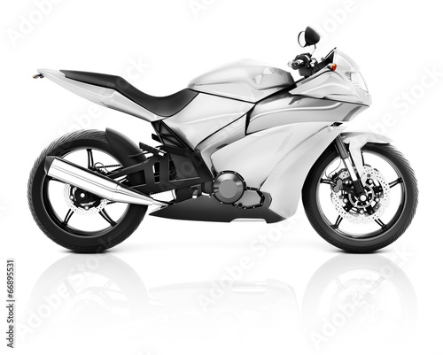 3D Image of a White Modern Motorbike