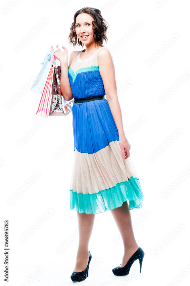 young attractive woman with shopping bags