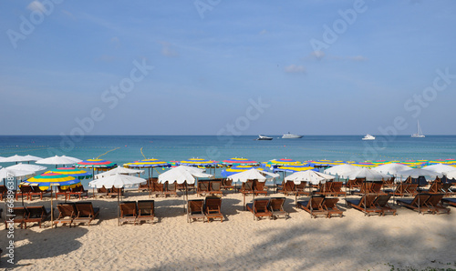 The umbrellas on the beach