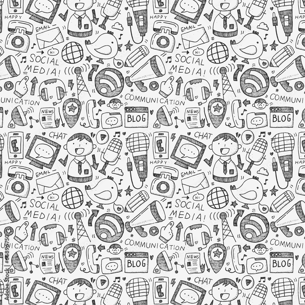 seamless doodle communication pattern