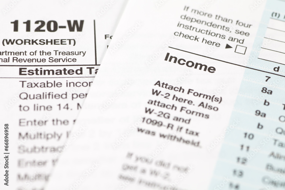 Financial business document US income tax form Financial business document US income tax form