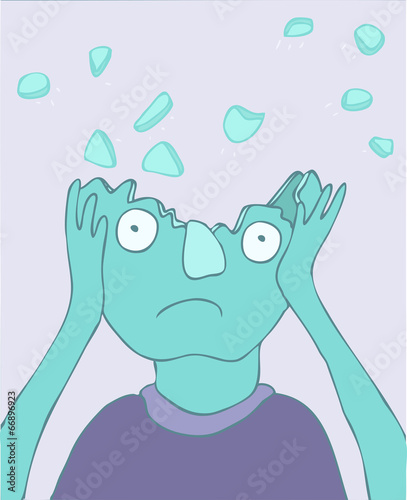 headache vector illustration, hand drawn