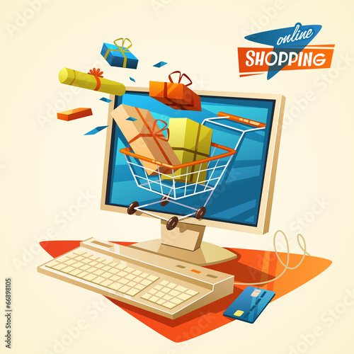 Online shopping concept. Vector illustration.