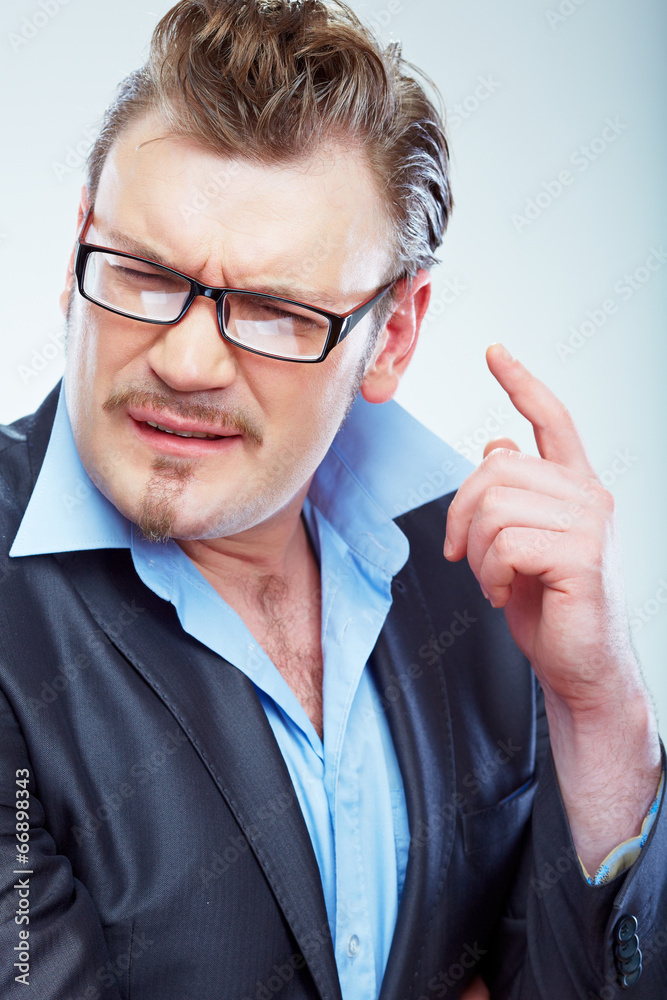 Thinking Business man funny portrait. Isolated. Thinking Business man funny portrait. Isolated.