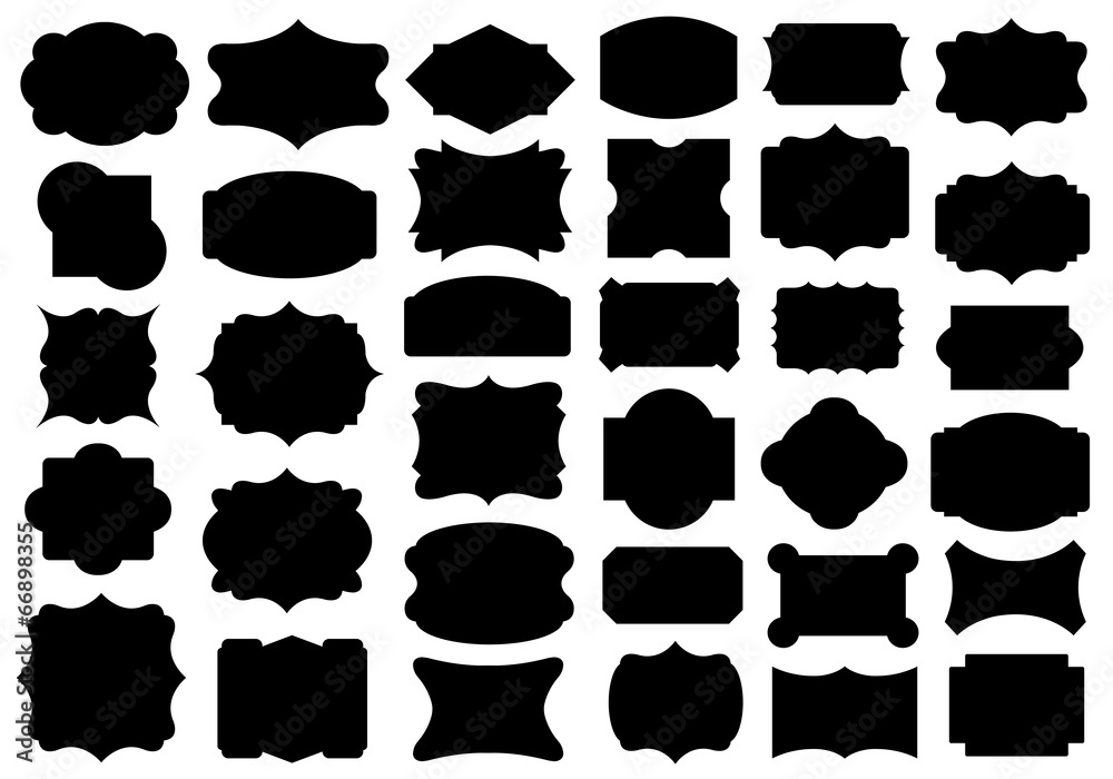 Set of different labels isolated on white