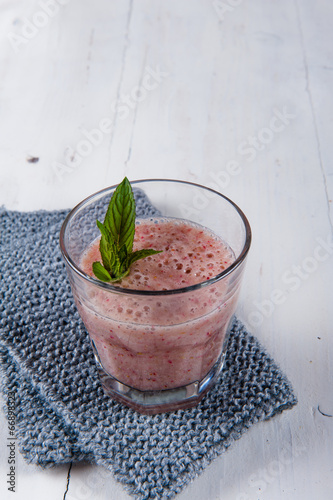 Banana and strawberry smoothie photo