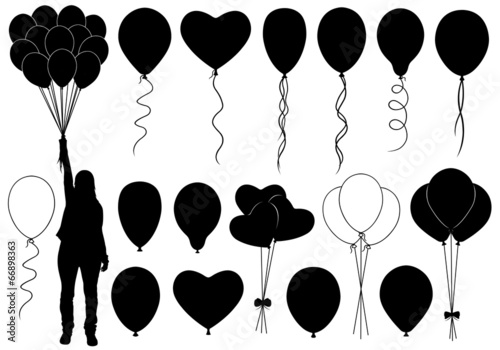 Set of different balloons isolated on white