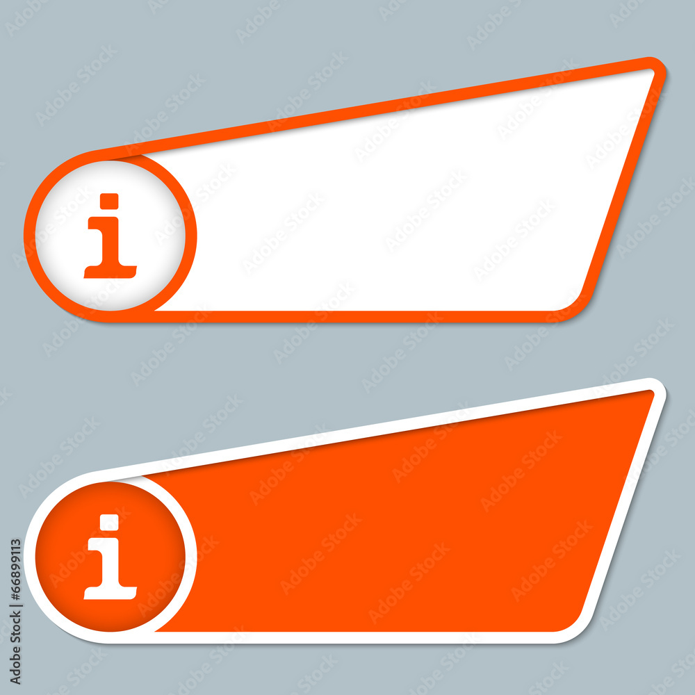 two orange boxes for any text with info symbol two orange boxes for any text with info symbol