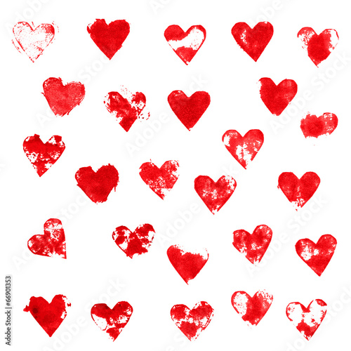 Red Ink Hearts Stamped on the paper