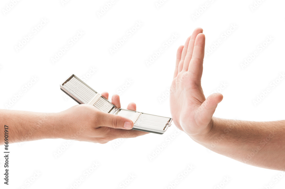Refusing cigarettes concept. Refusing cigarettes concept.