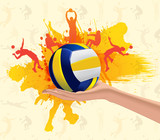 Abstract grungy background with volleyball