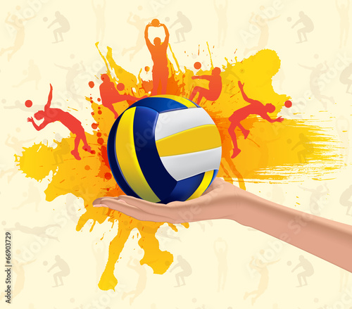 Abstract grungy background with volleyball