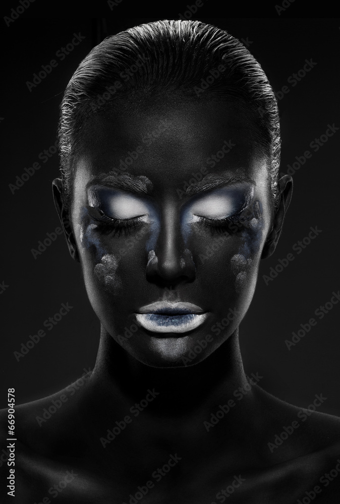 black girl with eyes closed and beautiful make-up black girl with eyes closed and beautiful make-up