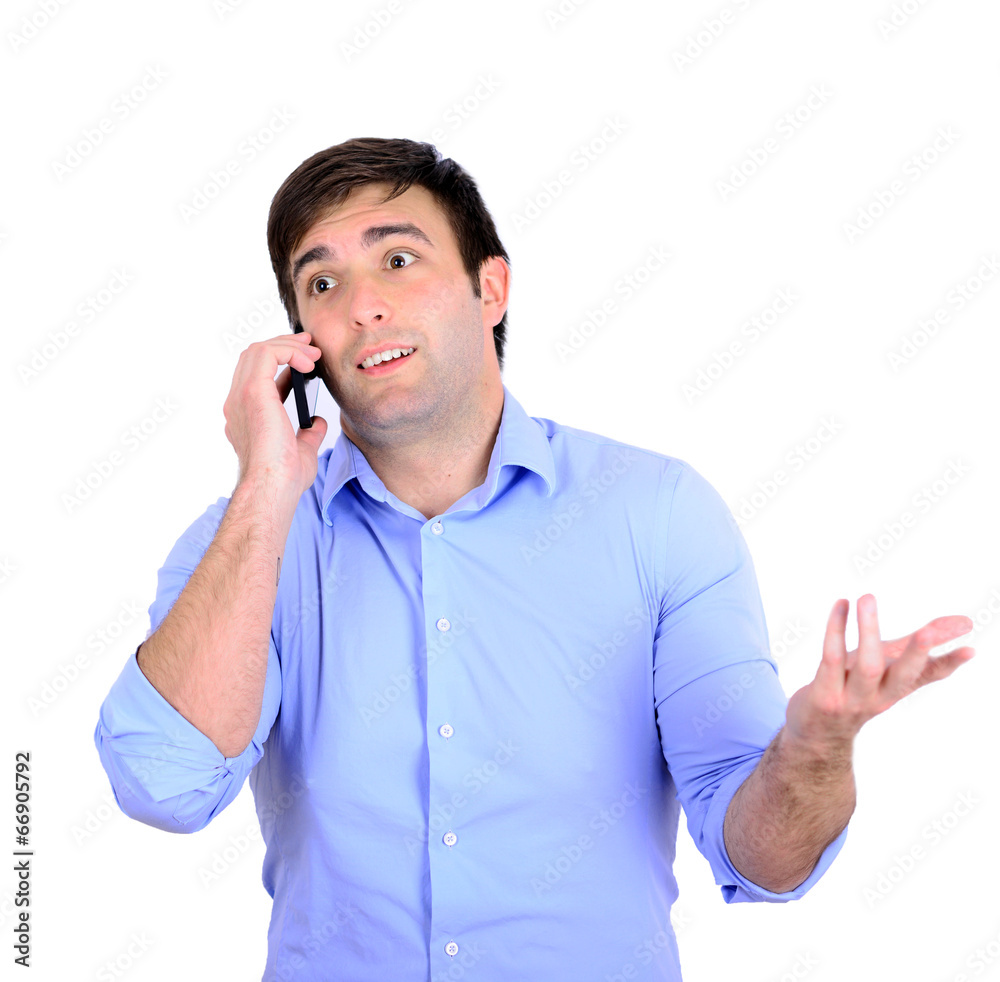 Business executive talking on his mobile phone Business executive talking on his mobile phone