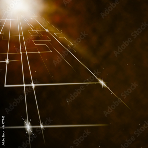 Laser Circuit Background Shows Shining Lines Or Concept.