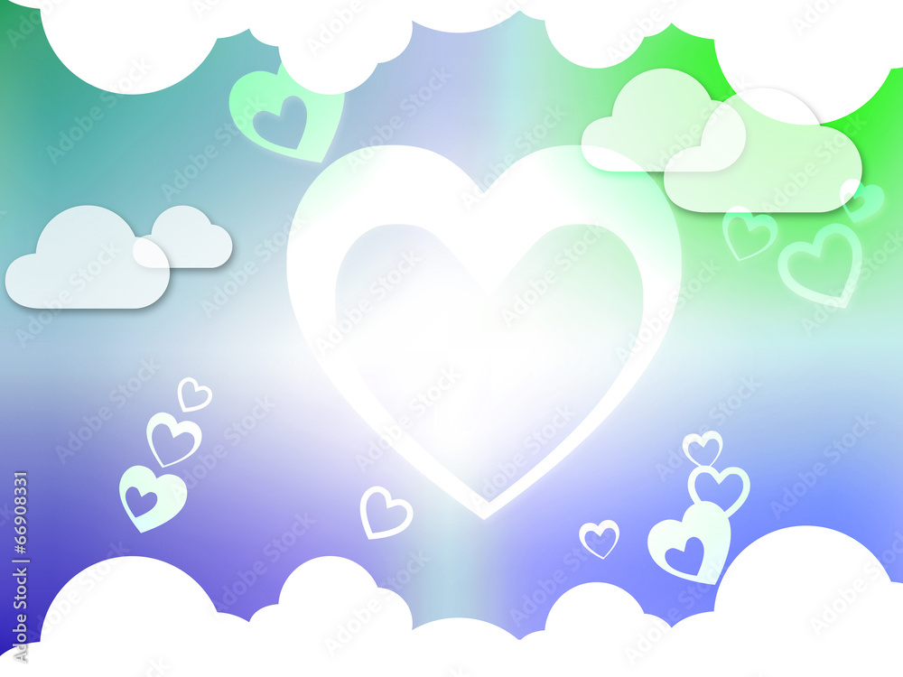 Hearts And Clouds Background Shows Passion  Love And Romance.