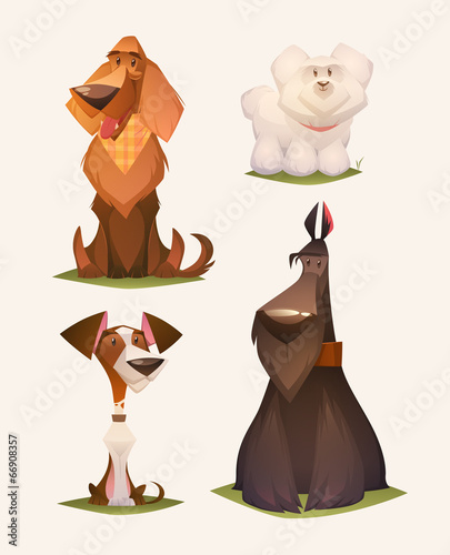 Dog characters. Cartoon vector illustration.