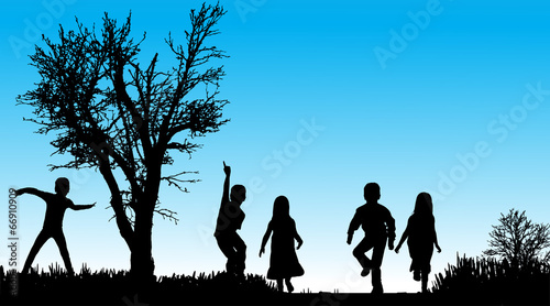 Vector silhouette of children.