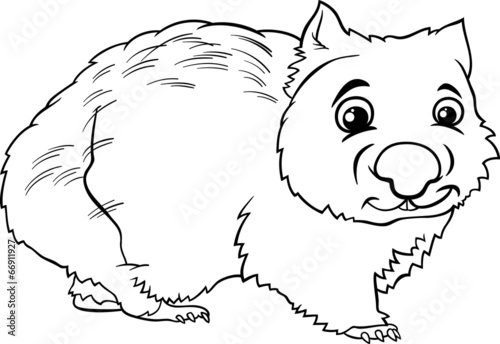 wombat animal cartoon coloring book