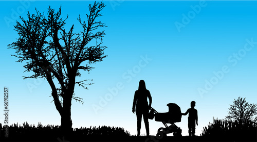 Vector silhouette of family.