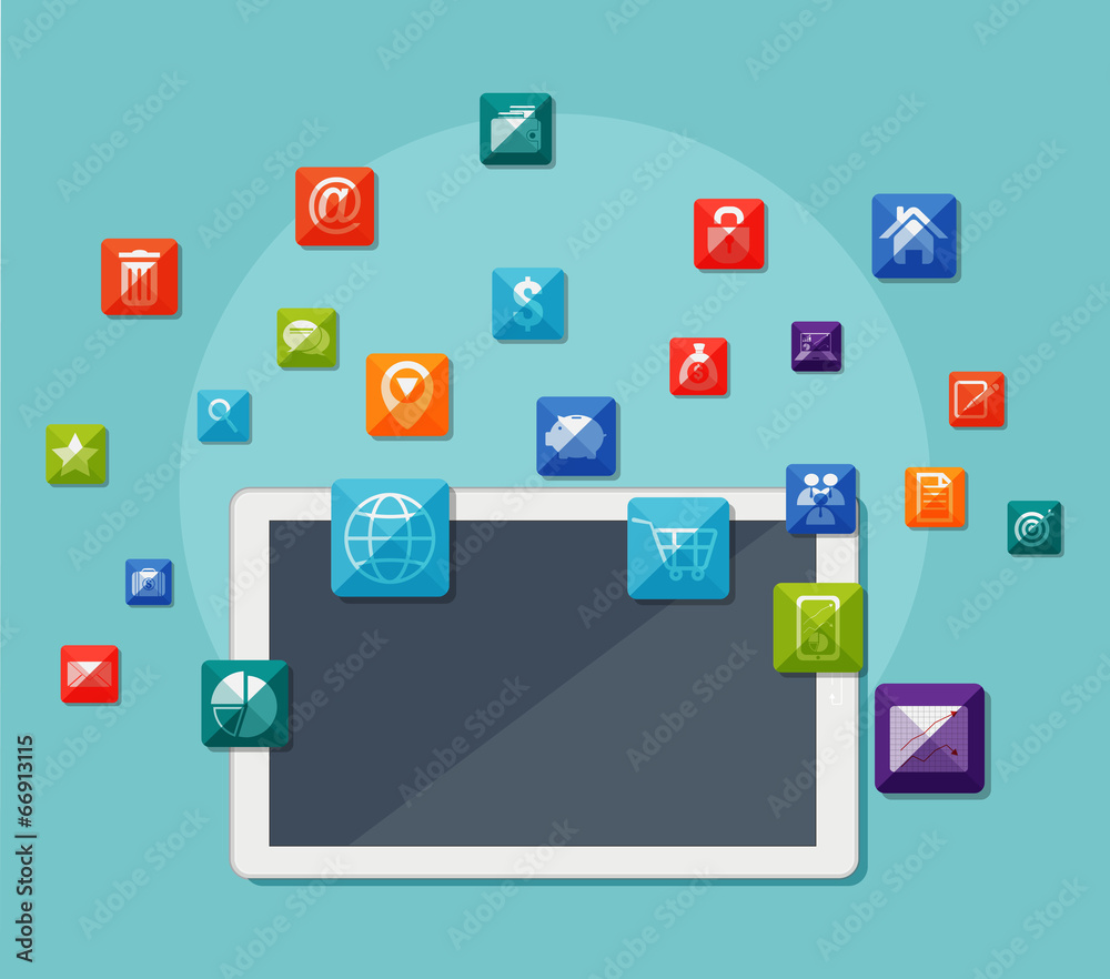 Tablet with icons on communication concept Tablet with icons on communication concept