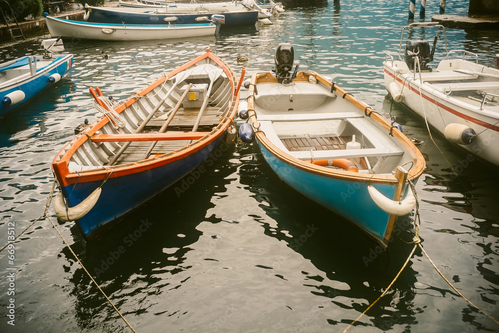 Boats in the harbor of lemon - Garda lake Boats in the harbor of lemon - Garda lake
