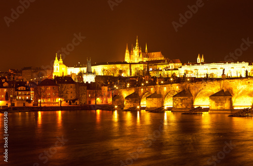 Panorama of evening Prague. Czech Republic.