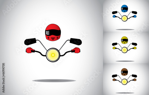 motorcycle motorbike driver helmet riding abstract concept set