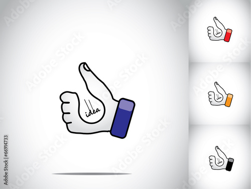 thumbs up hand illustration symbol with lightbulb idea concept