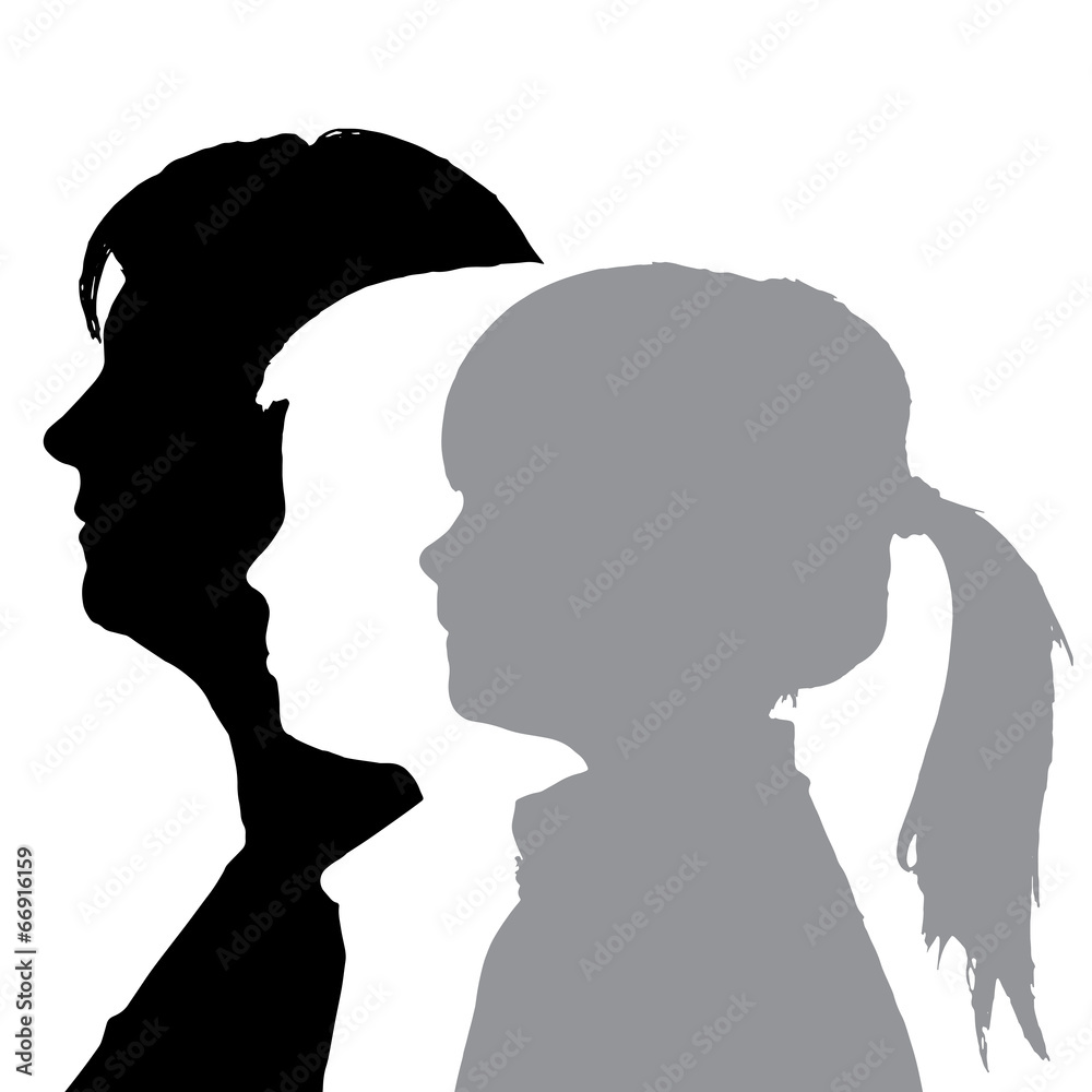 Vector silhouettes family. Vector silhouettes family.