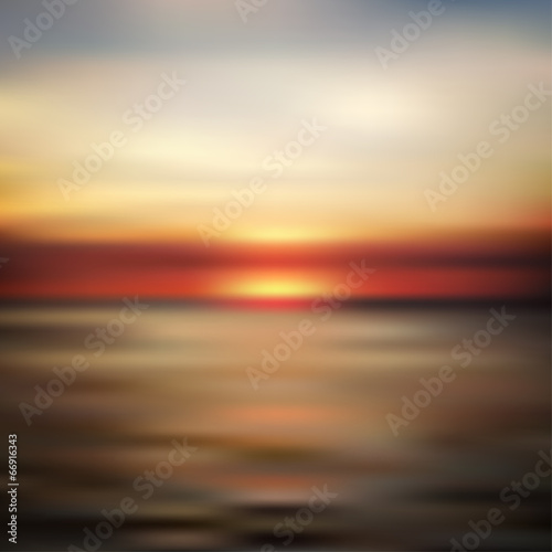 Ocean sunset blurred landscape photo