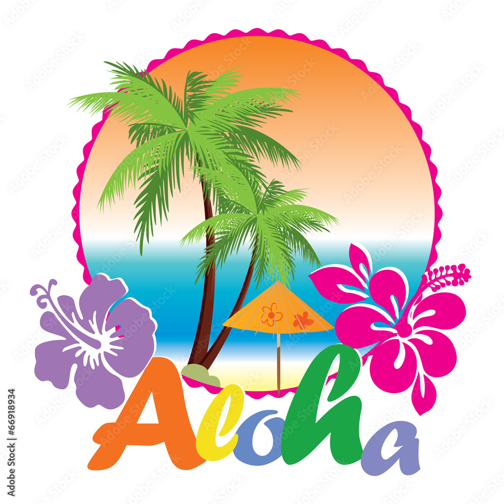 Aloha Hawaii beach travel concept Stock-Vektorgrafik | Adobe Stock