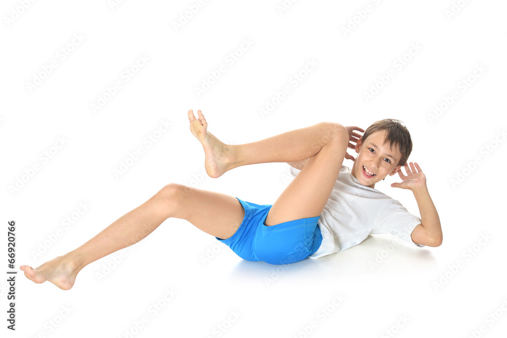 Teenage boy exercising yoga Teenage boy exercising yoga