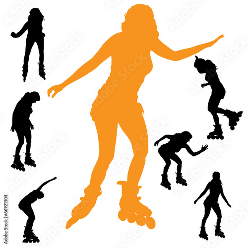 Vector silhouette girls.