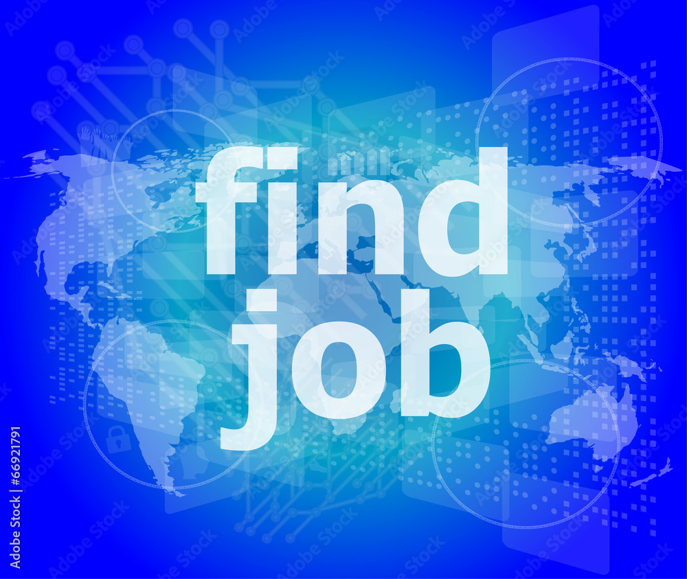 find jobs on digital touch screen, social concept find jobs on digital touch screen, social concept