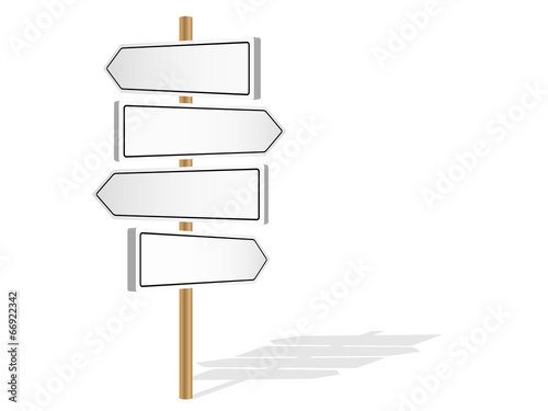 FOUR BLANK SIGNPOSTS (template decision-making road signs)