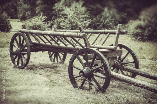 old wooden cart, vintage stylized photo