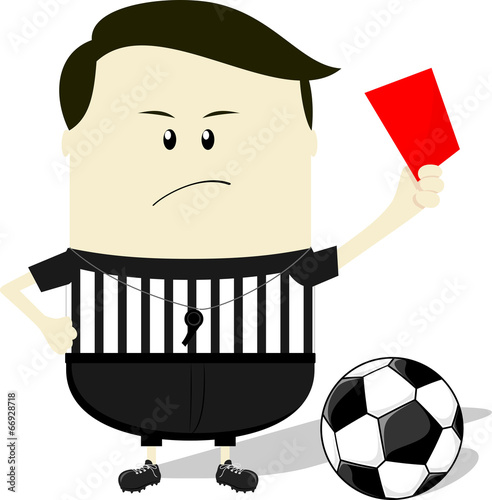 soccer referee showing red card
