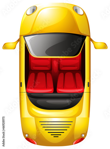A topview of a yellow car